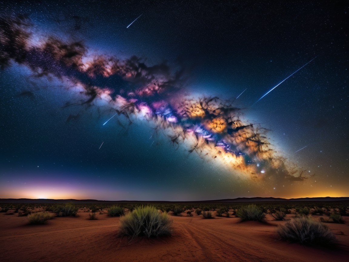 Milky Way Over Desert Landscape at Night