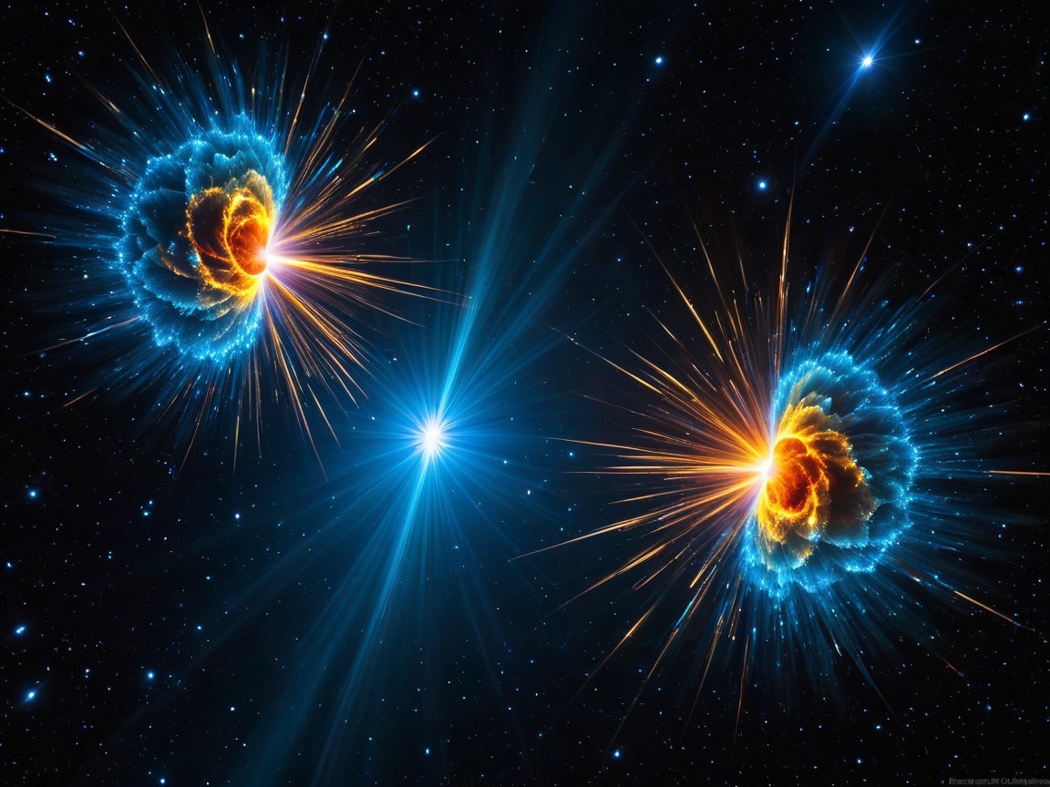 Vibrant Cosmic Scene with Celestial Explosions