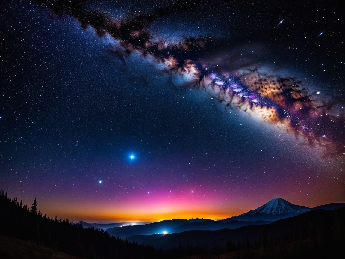 Night Sky with Milky Way and Mountain Silhouette
