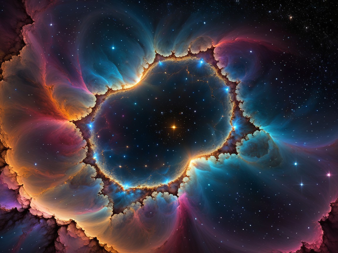 Vibrant Nebula with Swirling Clouds and Twinkling Stars