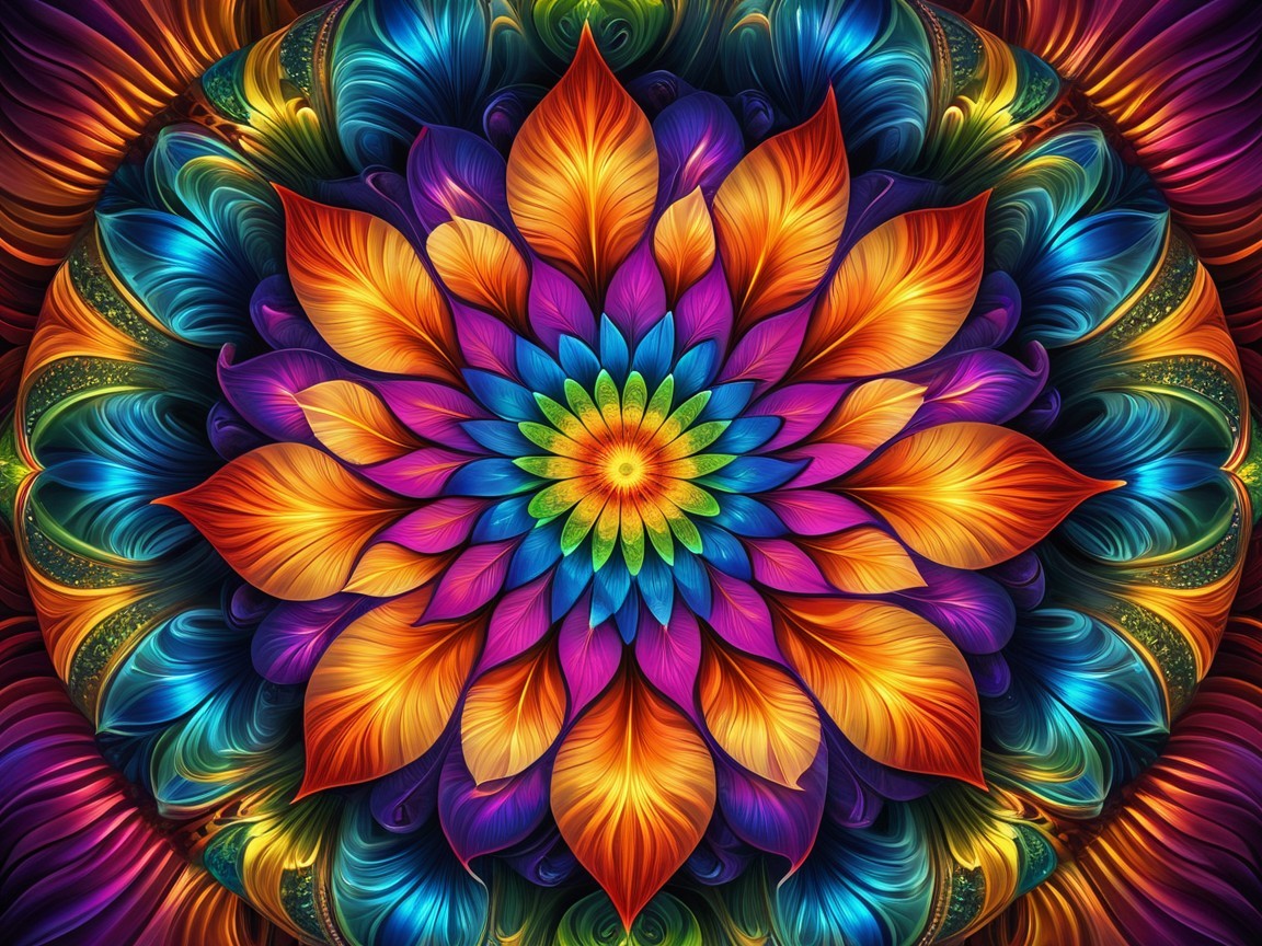 Colorful Symmetrical Mandala with Intricate Design