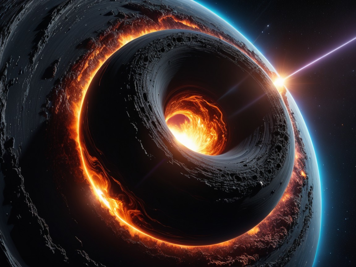 Cosmic Scene of Black Hole with Fiery Lava Rings
