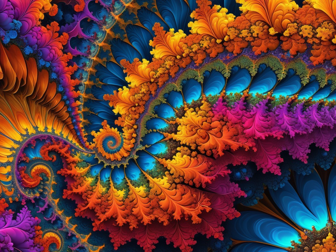 Vibrant Fractal Design with Spirals and Rich Colors