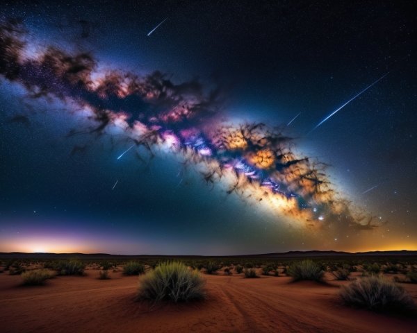 Milky Way Over Desert Landscape at Night