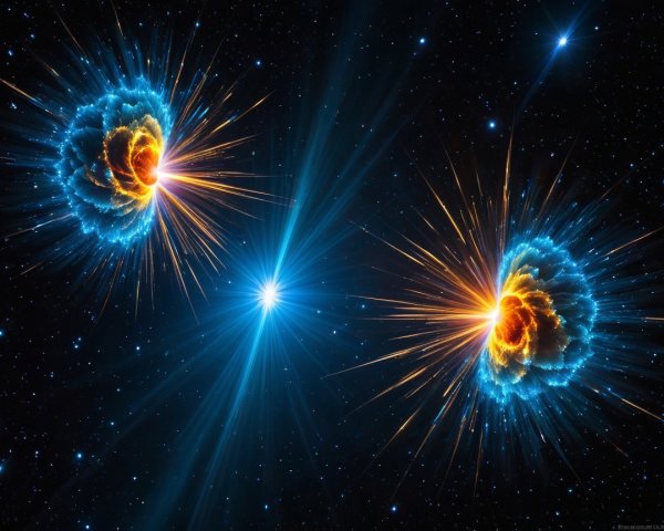 Vibrant Cosmic Scene with Celestial Explosions