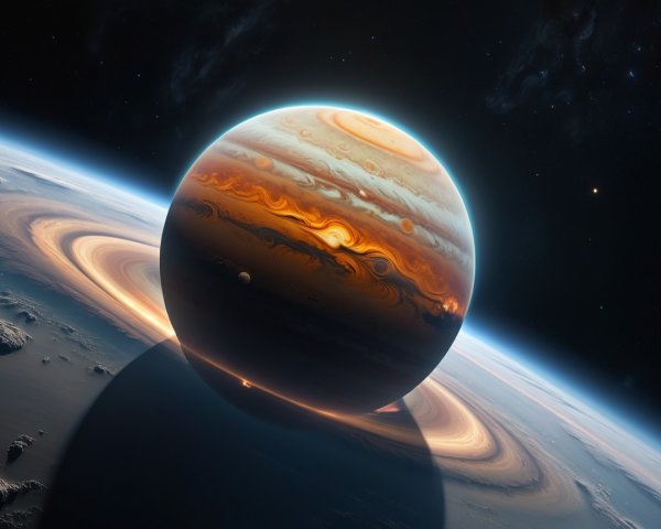 Vibrant View of Jupiter with Colorful Bands and Rings