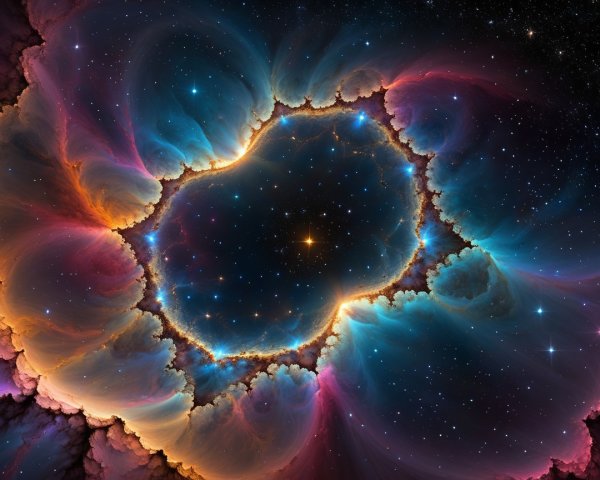 Vibrant Nebula with Swirling Clouds and Twinkling Stars