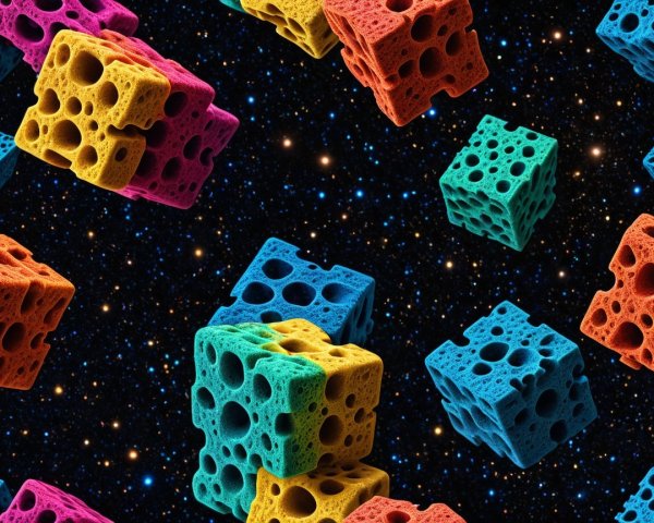 Colorful Cubic Sponges in a Cosmic Star Field