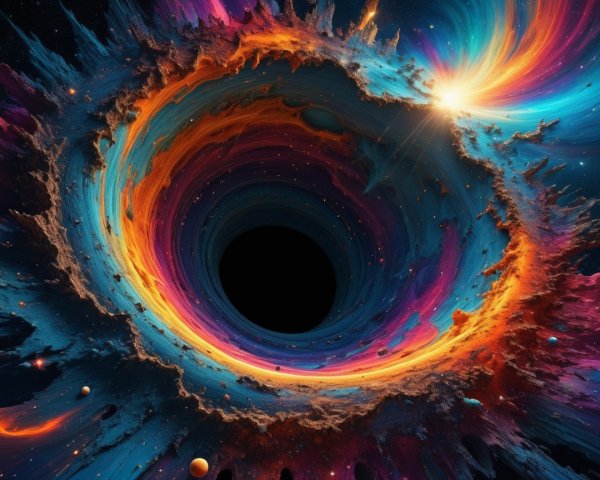 Vibrant Black Hole with Swirling Cosmic Colors