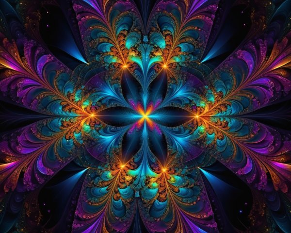 Vibrant Fractal Design with Swirling Patterns and Colors