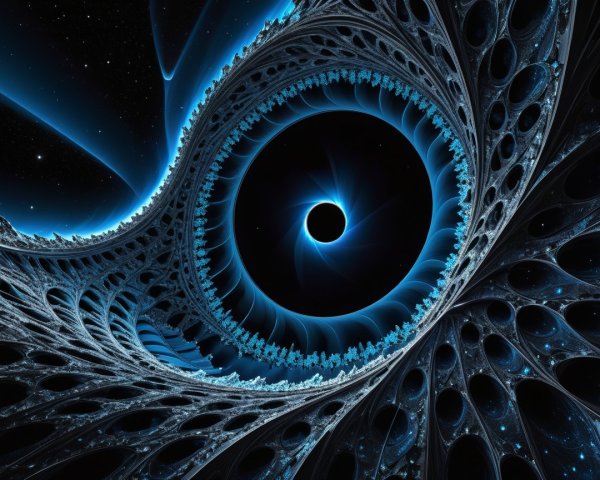 Abstract Design with Swirling Patterns in Blue and Black