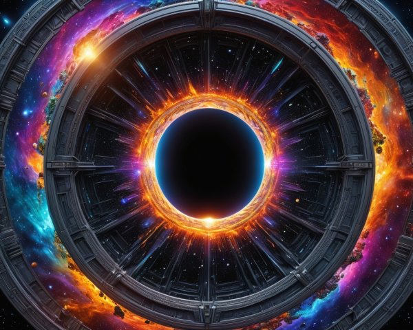 Futuristic Cosmic Scene with Black Hole and Nebulae
