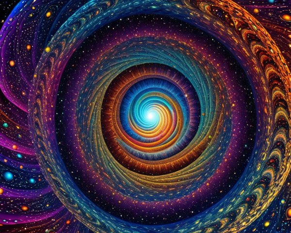 Vibrant Cosmic Spiral with Twinkling Stars