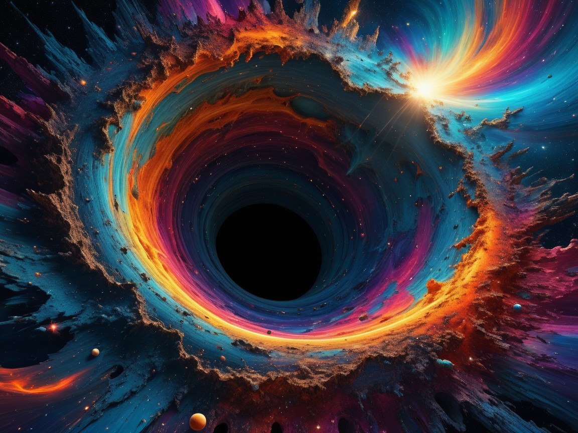 Vibrant Black Hole with Swirling Cosmic Colors
