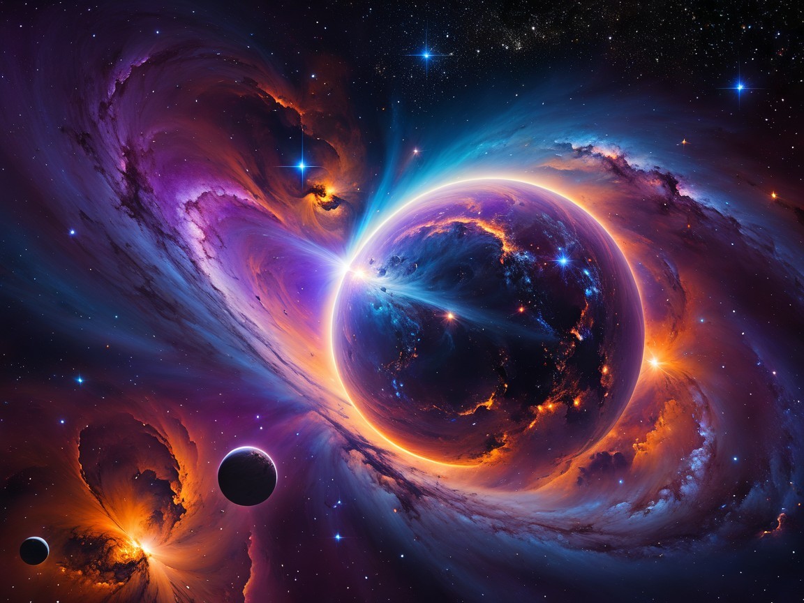 Vibrant Cosmic Scene with Galaxies and Nebulae