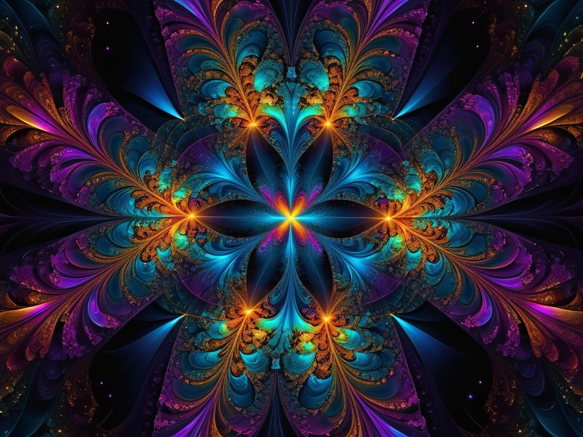 Vibrant Fractal Design with Swirling Patterns and Colors