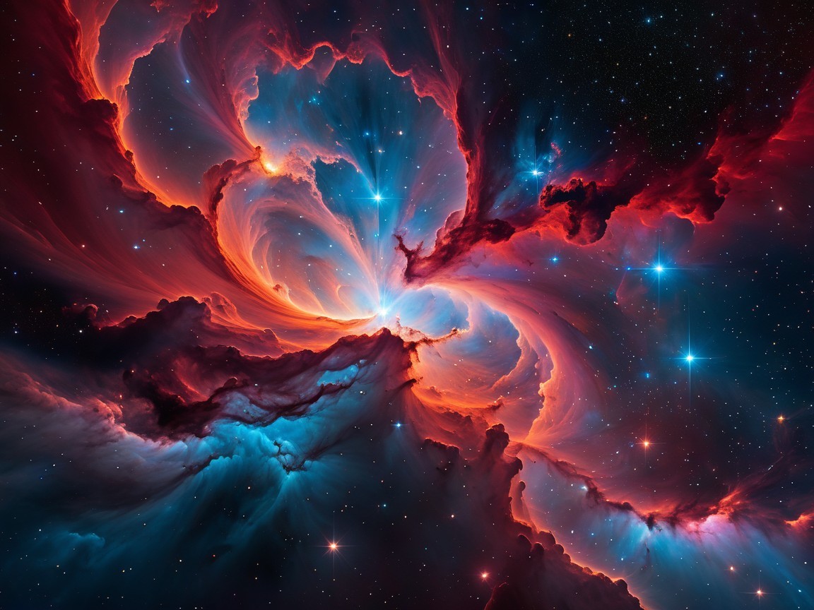 Vibrant Cosmic Scene with Nebulae and Stars