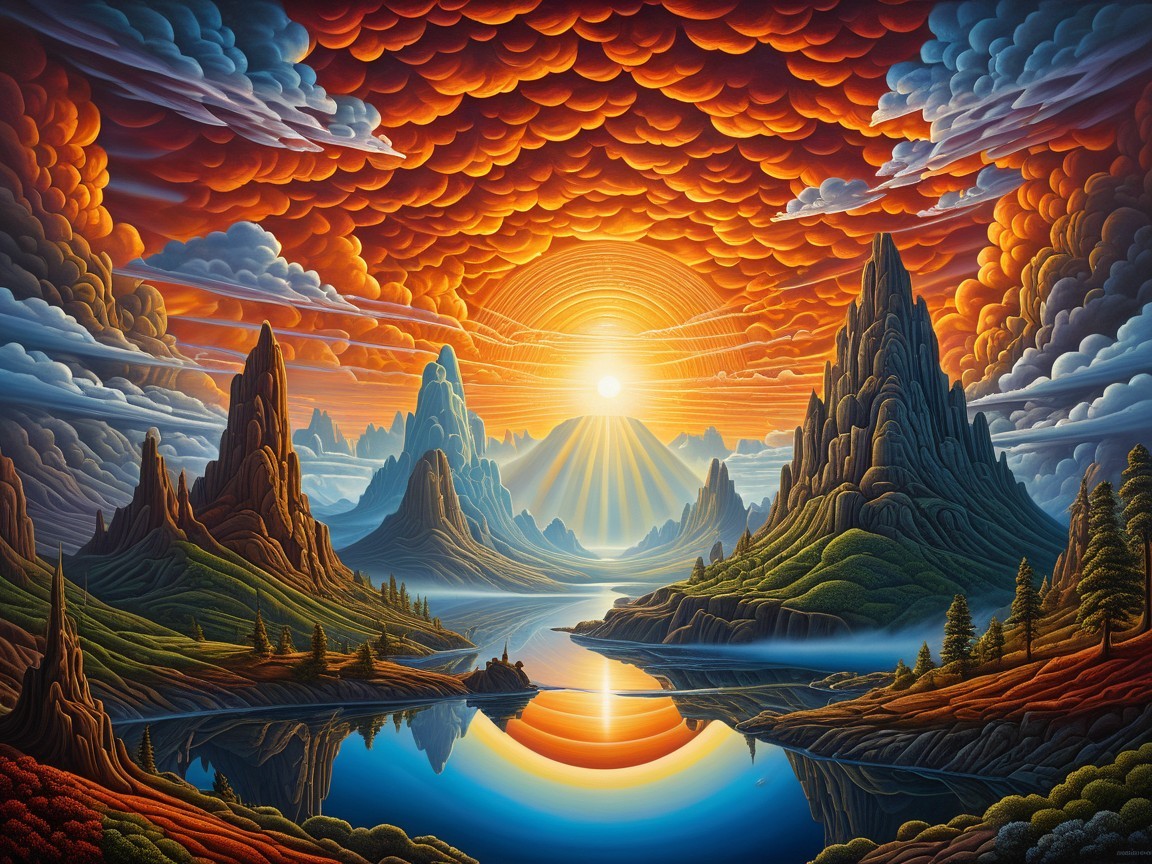 Vibrant Landscape with Mountains and Reflective Lake