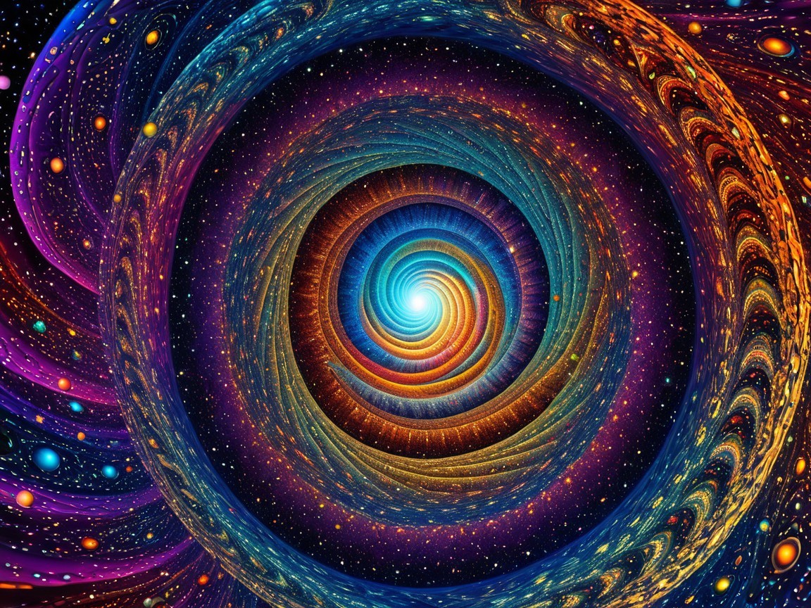Vibrant Cosmic Spiral with Twinkling Stars