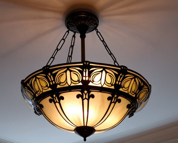 Vintage Ceiling Lamp with Frosted Glass and Metalwork