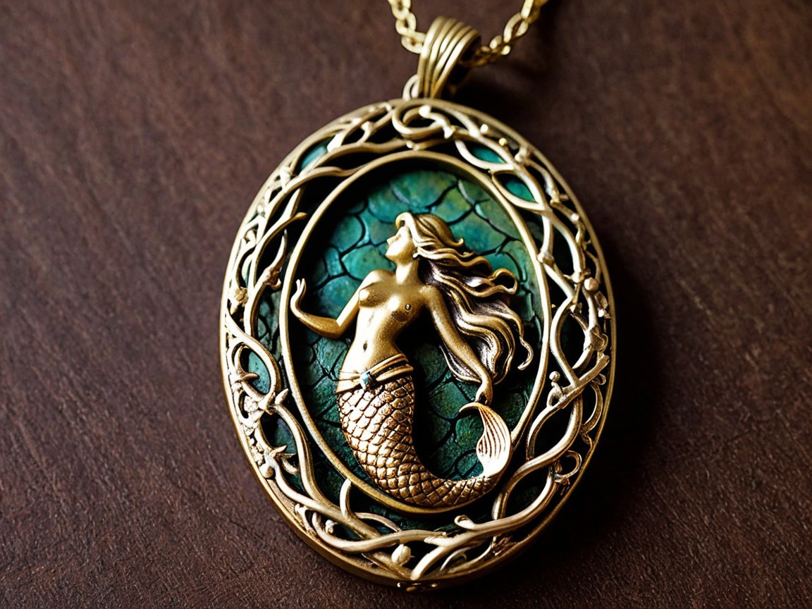 Vintage-Style Mermaid Pendant Jewelry Piece Description