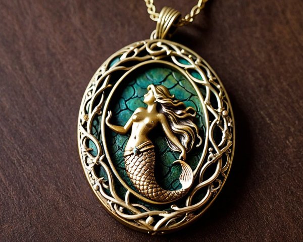 Vintage-Style Mermaid Pendant Jewelry Piece Description