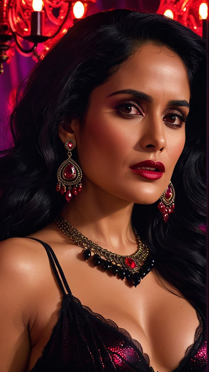 Glamorous Woman with Bold Makeup and Elegant Jewelry