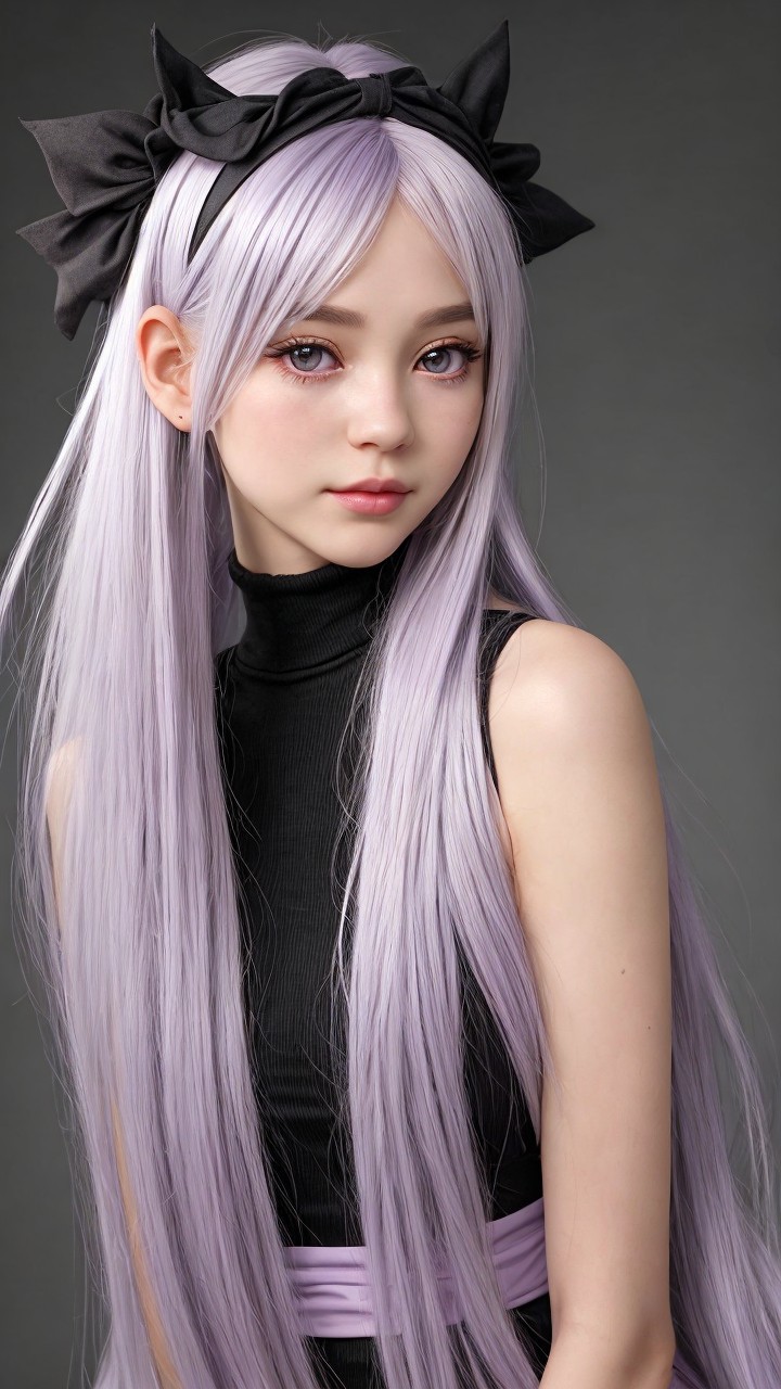 Young woman with lavender hair and black attire