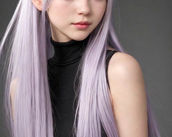 Young woman with lavender hair and black attire