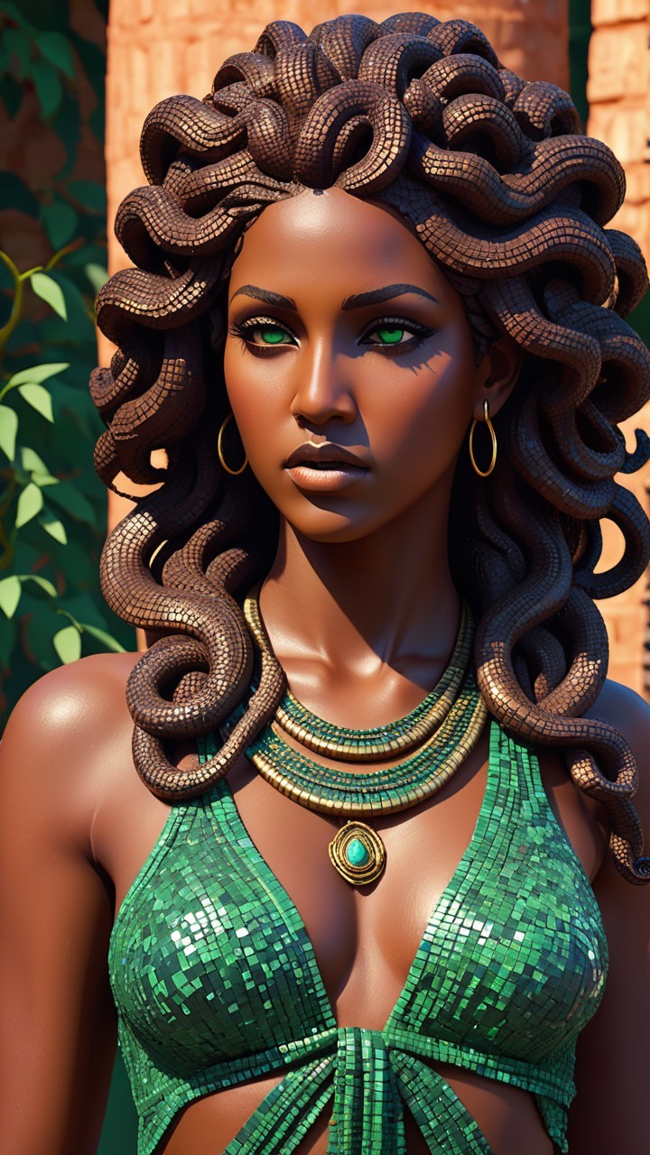 Confident Figure with Intricate Hairstyle and Jewelry
