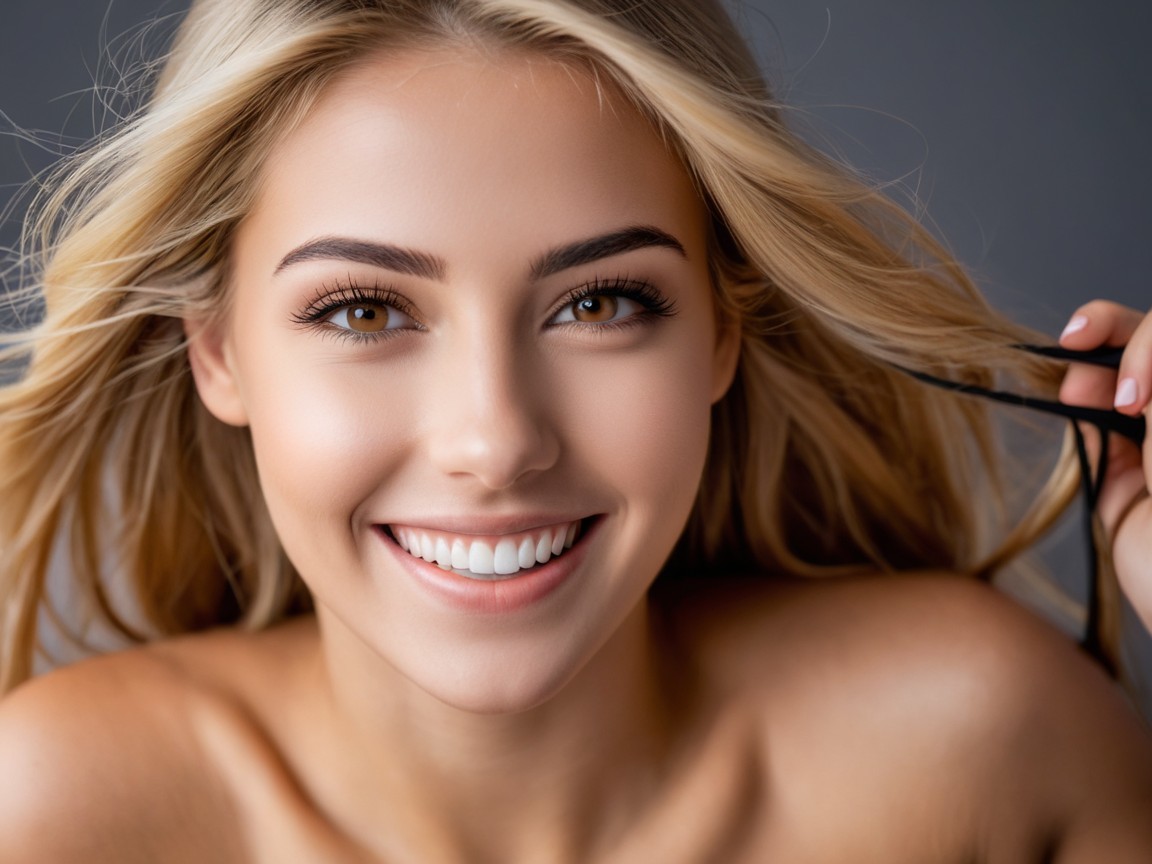 Young woman with blonde hair in natural lighting