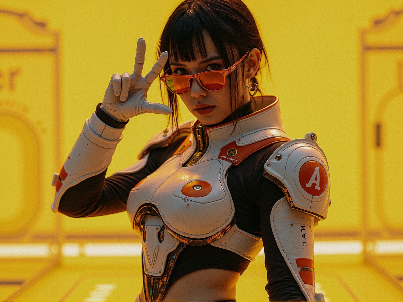 Futuristic character in high-tech outfit with attitude