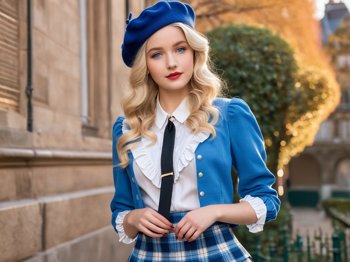 Young woman in stylish outdoor autumn fashion