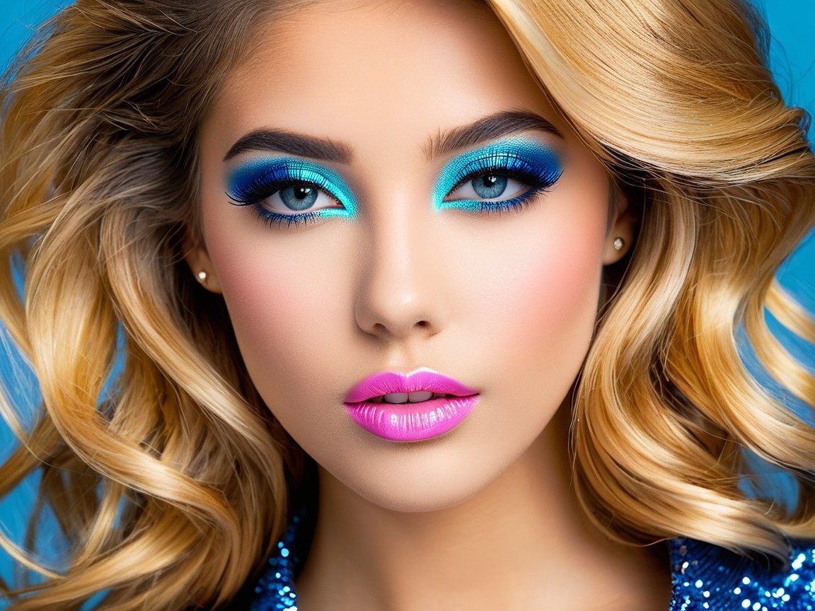Close-up portrait of a model with glamorous makeup