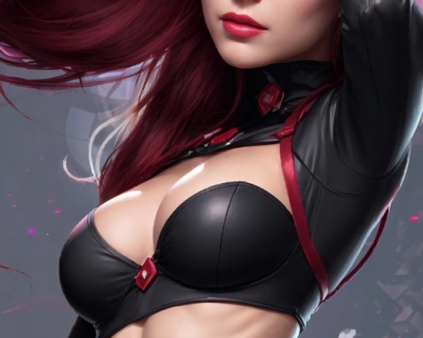 Dynamic Character with Red Hair and Bold Makeup