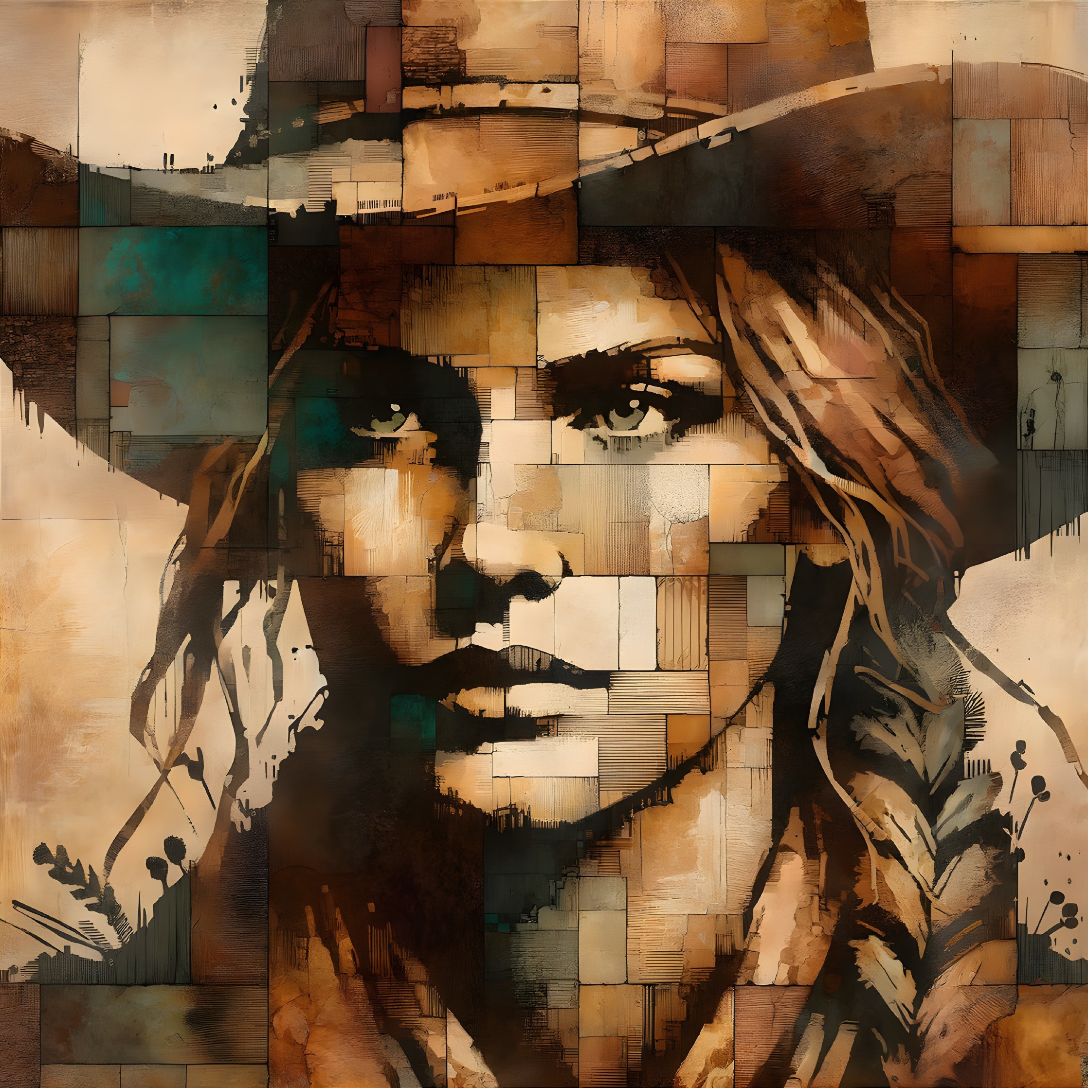 Stylized portrait of a woman in geometric shapes