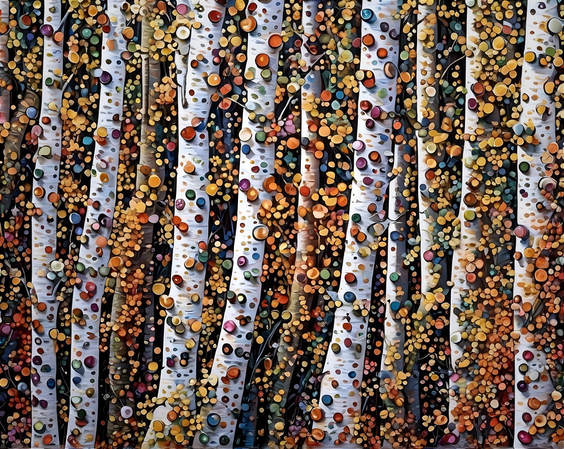Artistic Depiction of Birch Trees in Autumn Colors