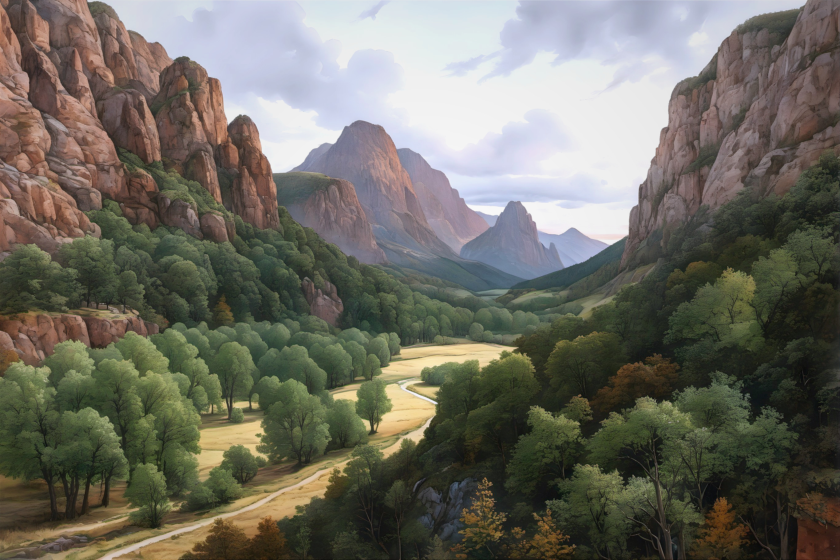 Majestic Mountains and Serene Landscape at Dawn