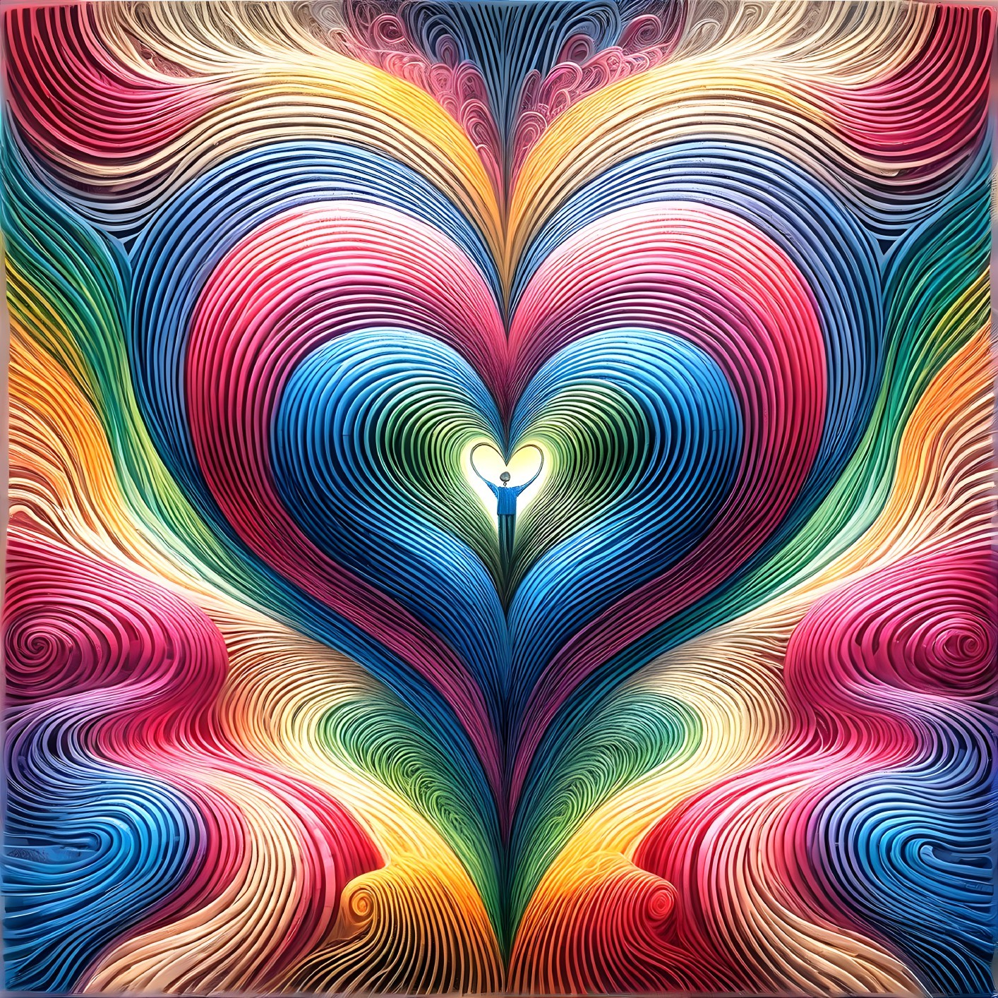 Colorful Heart Design with Radiant Core Figure