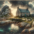 Coastal Stone Cottage Surrounded by Dramatic Cliffs