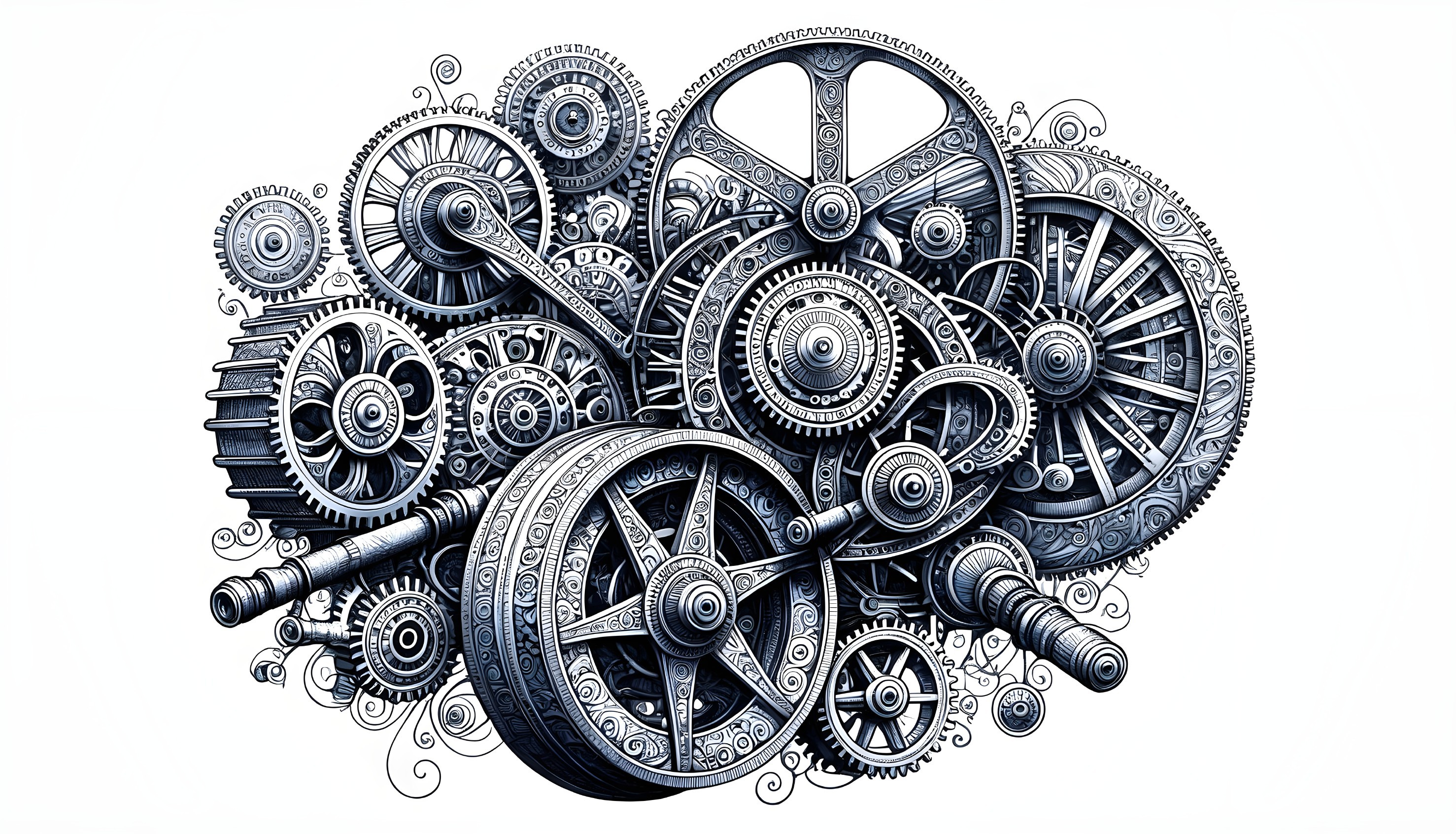 Intricate Interlocking Gears and Cogs Design