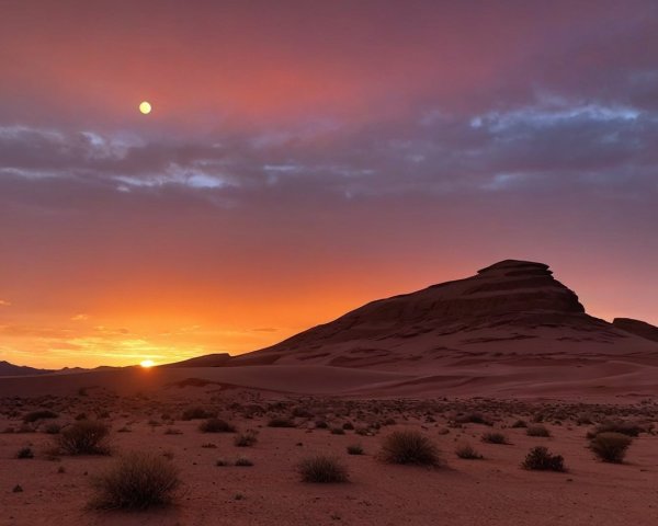 Desert Landscape at Dusk with Vibrant Sky Colors