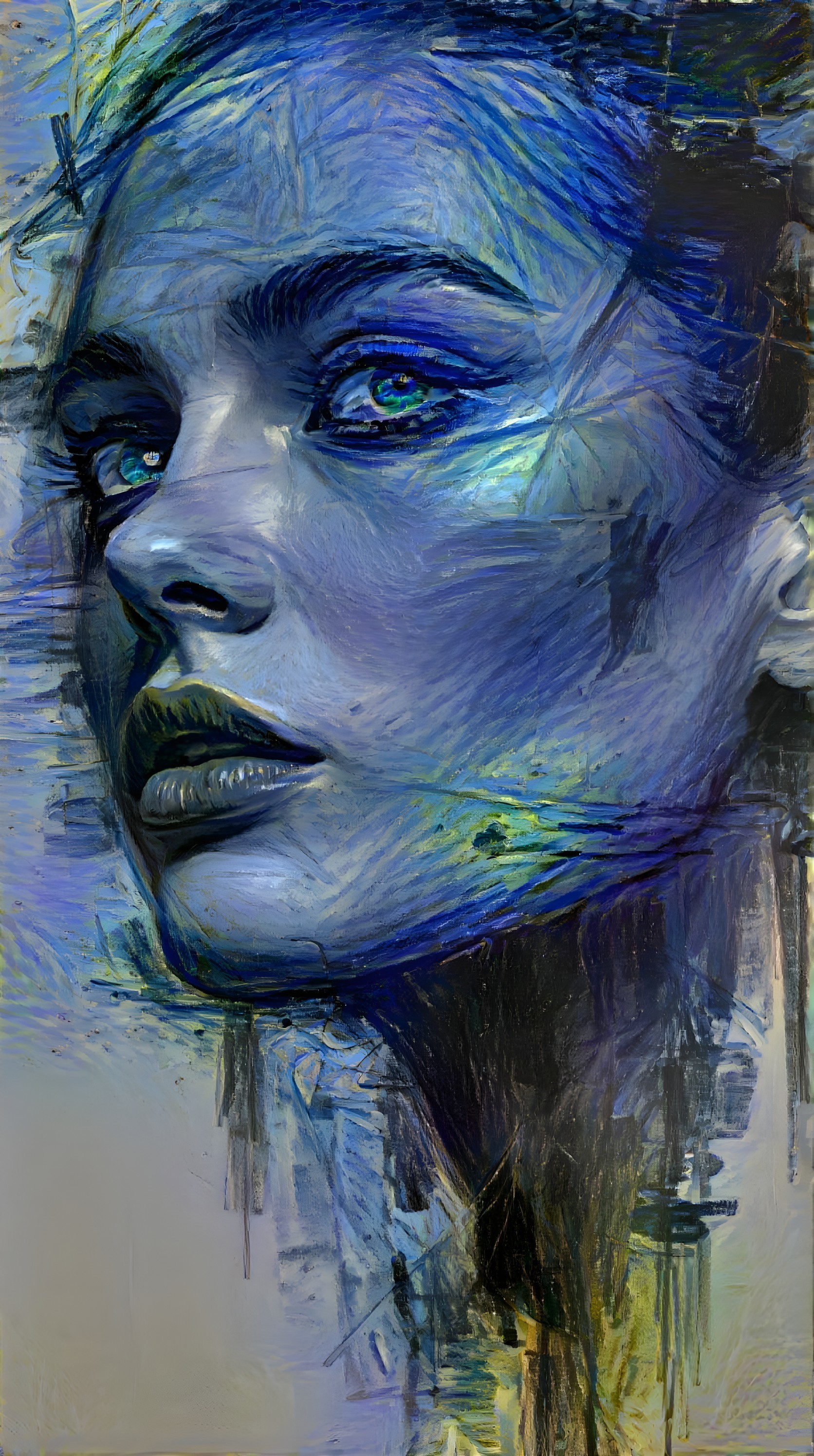 Digital Portrait of a Woman with Blue and Teal Eyes