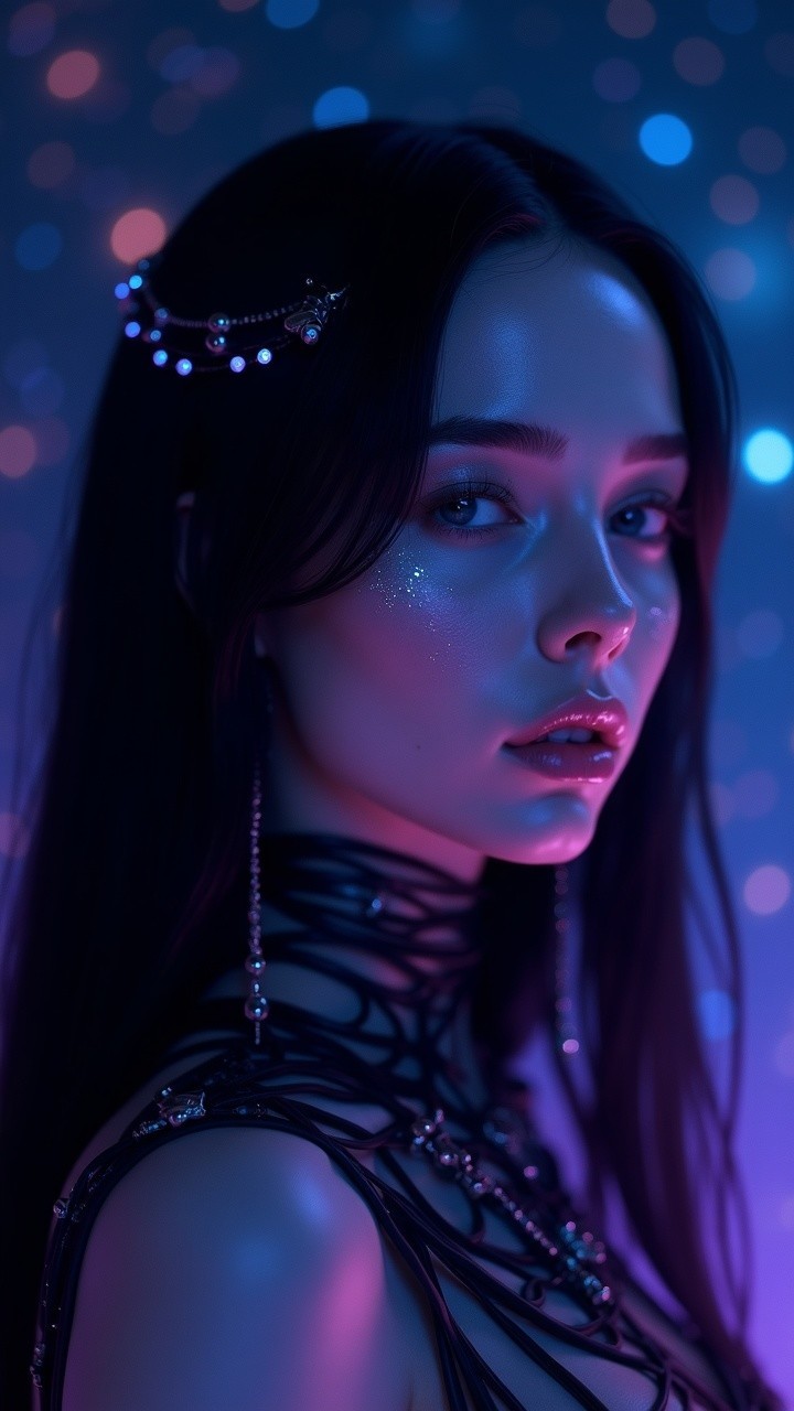 Close-Up Portrait of a Young Woman with Dark Hair