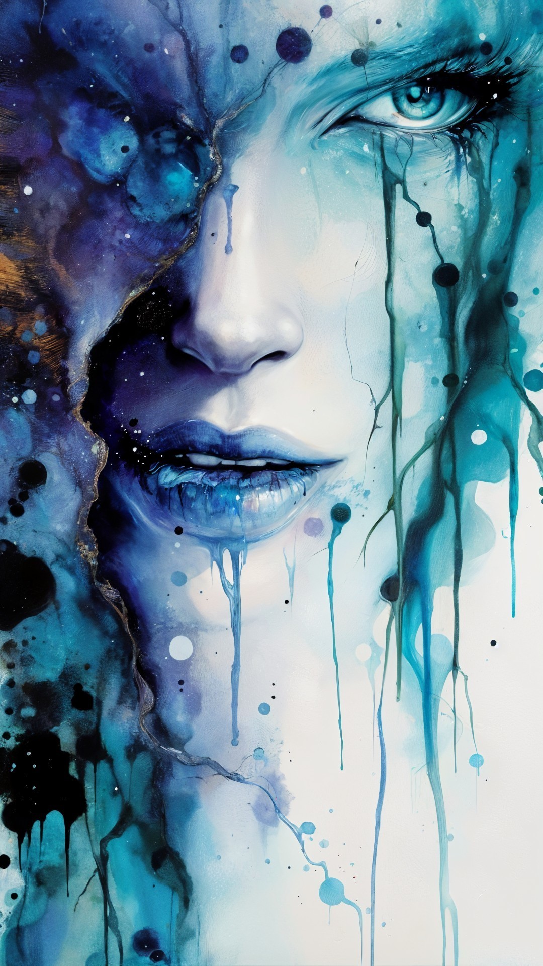 Portrait of a Woman with Vibrant Blue and Purple Background