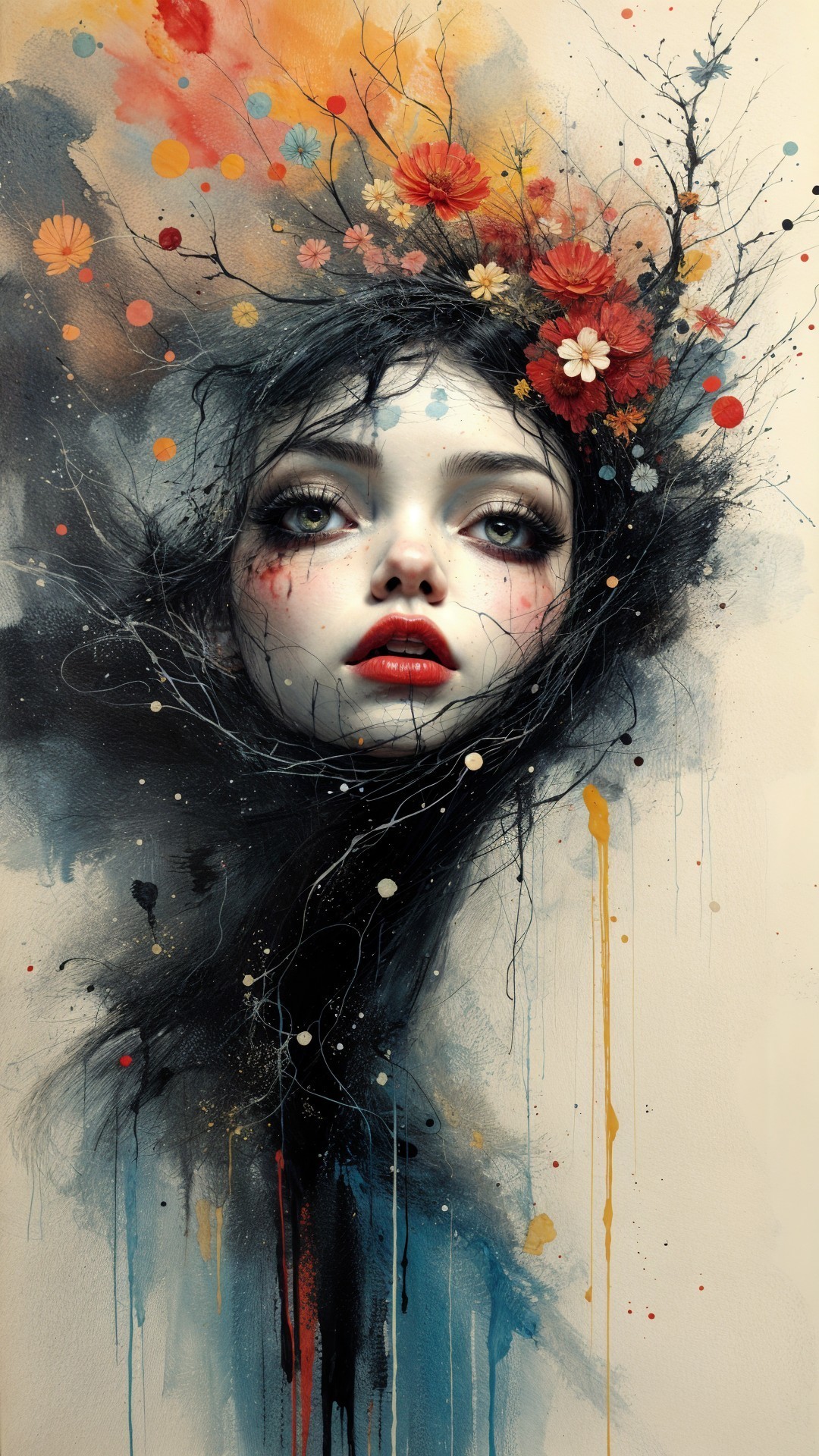 Surreal Portrait of a Woman with Nature Elements