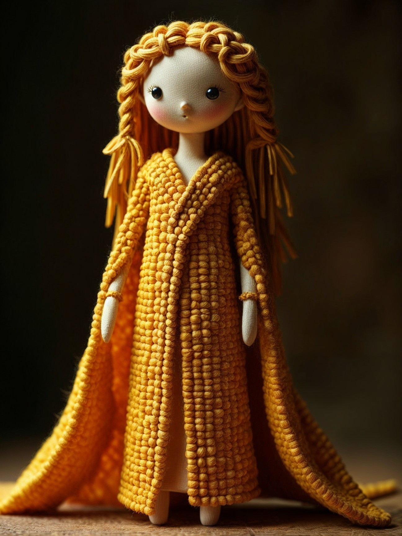 Handcrafted Doll with Intricate Yarn and Braided Hair
