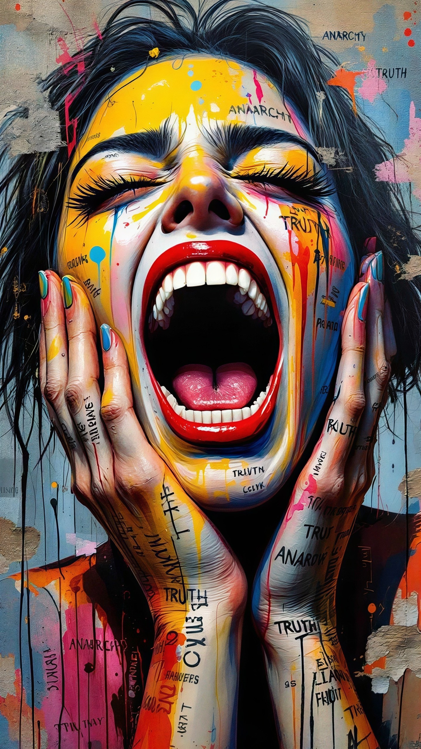 Dynamic Fusion of Street Art and Pop Art Depicting Distress