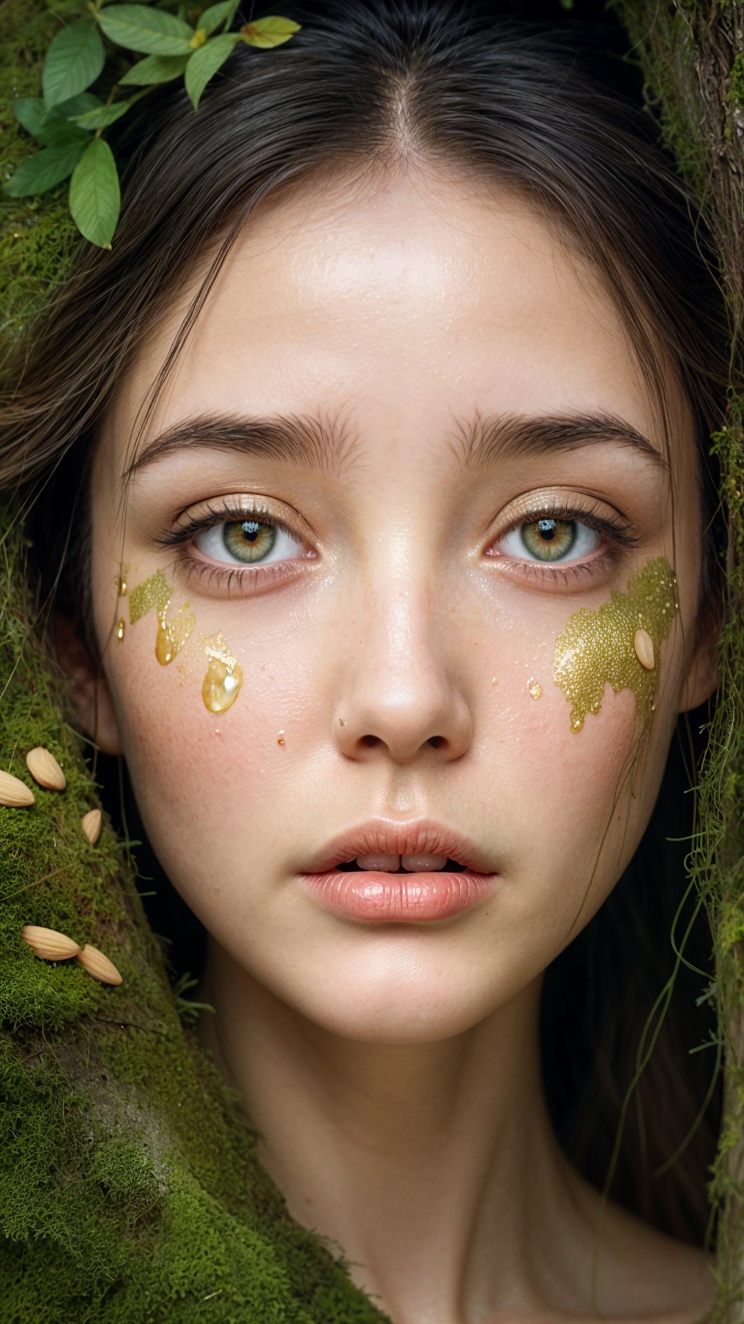 Close-Up Portrait of Young Woman in Nature