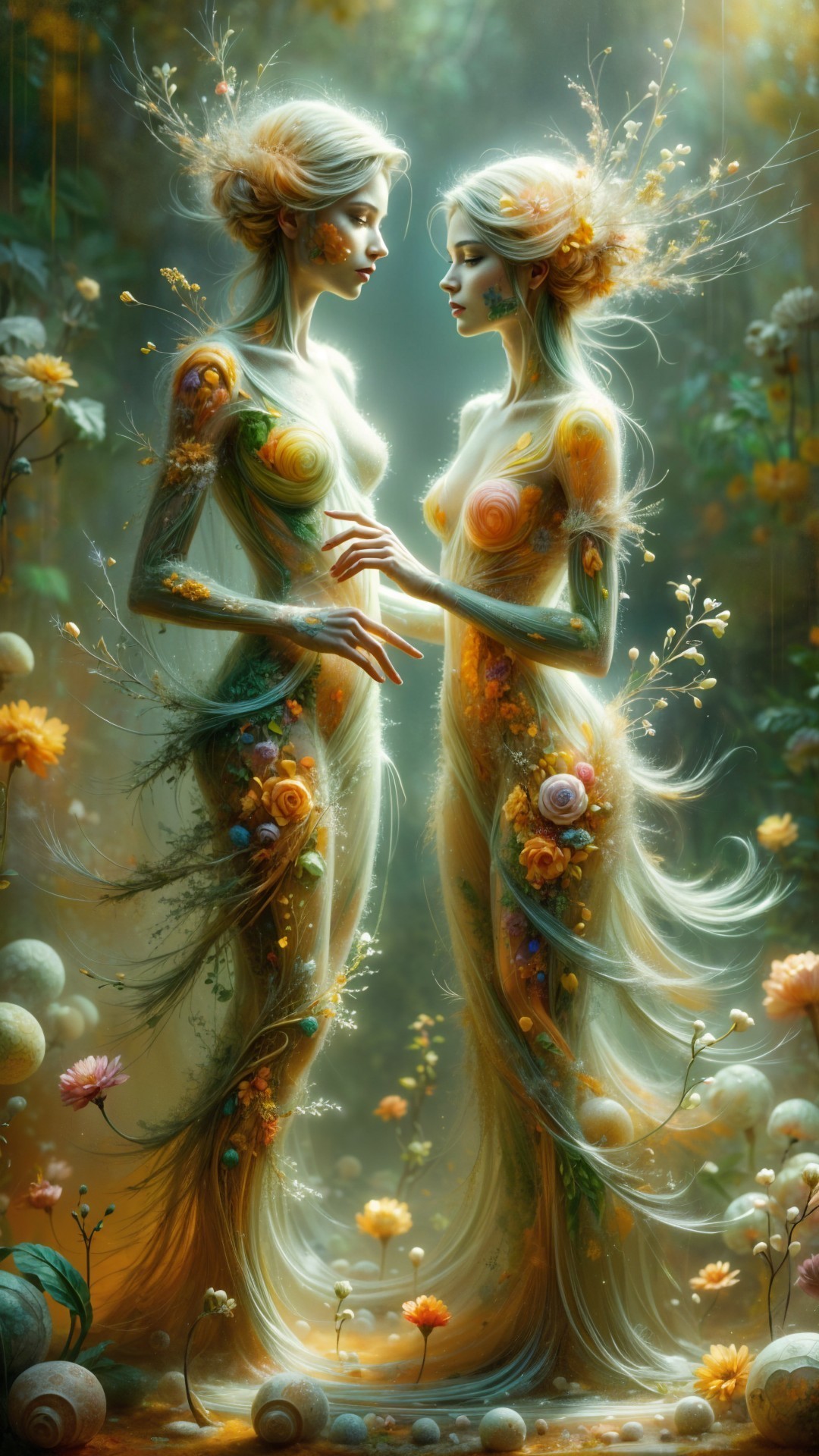 Ethereal Figures in a Magical Forest Setting